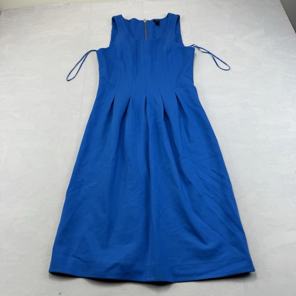 J Crew Women's Blue Sleeveless Pleated Fit Flare Midi Dress Size 4